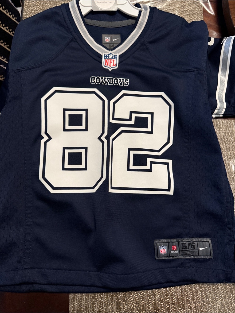 Nike Navy and White Cowboys #82 Football Jersey